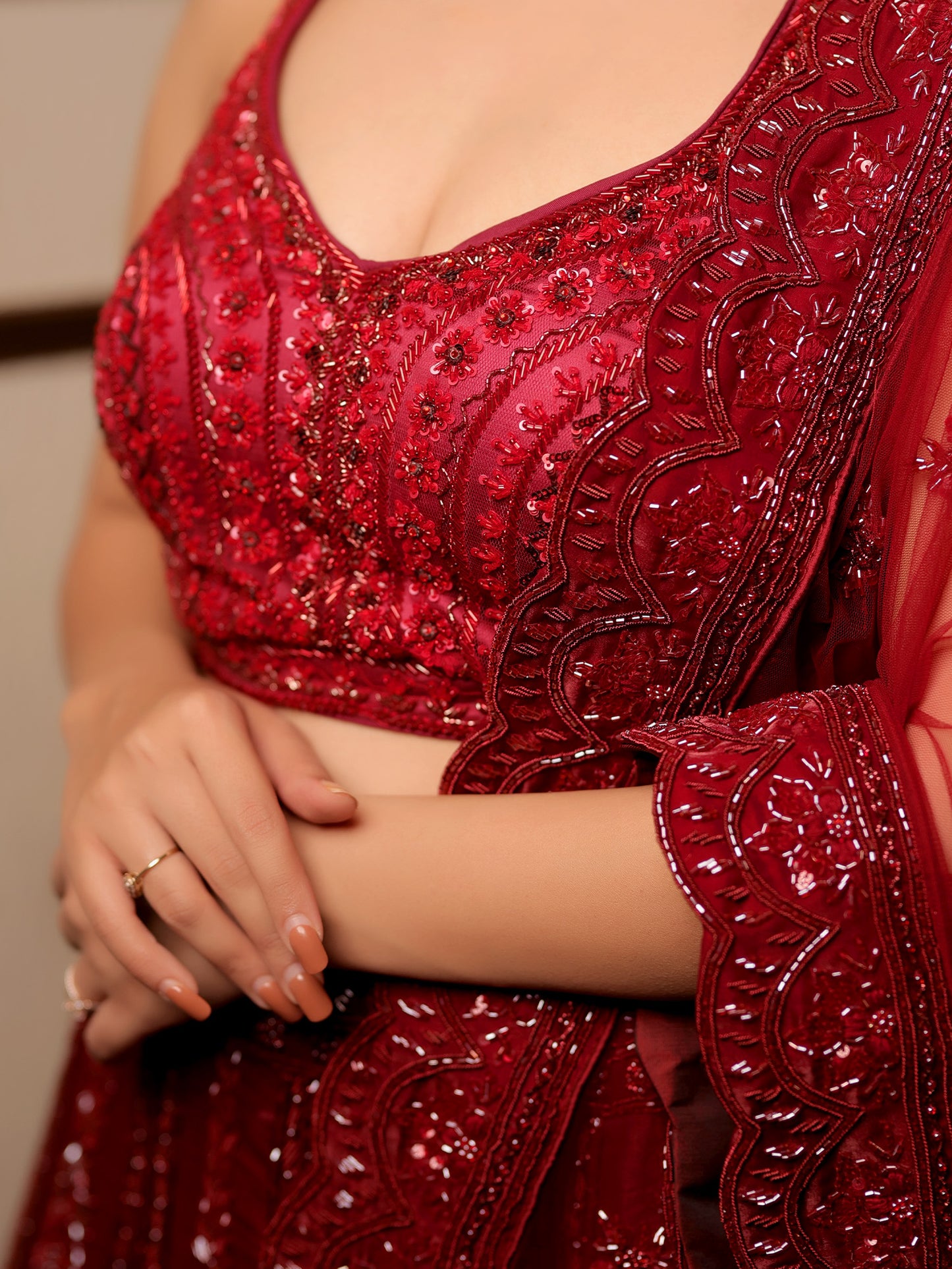 Heena Red Bridal Lehenga