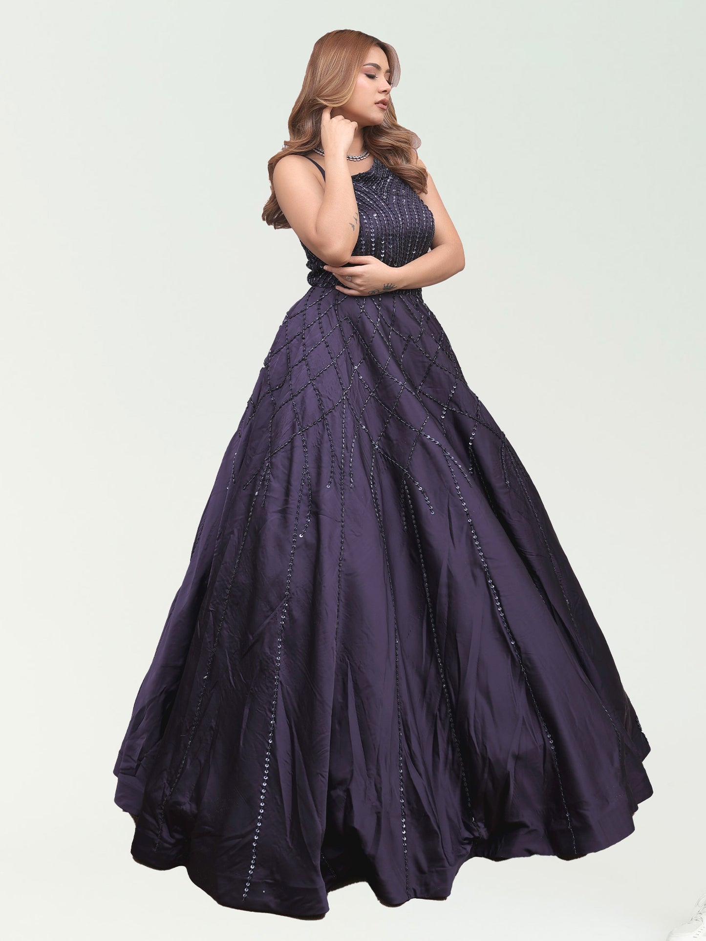 Sahay Navy Blue Purple Gown