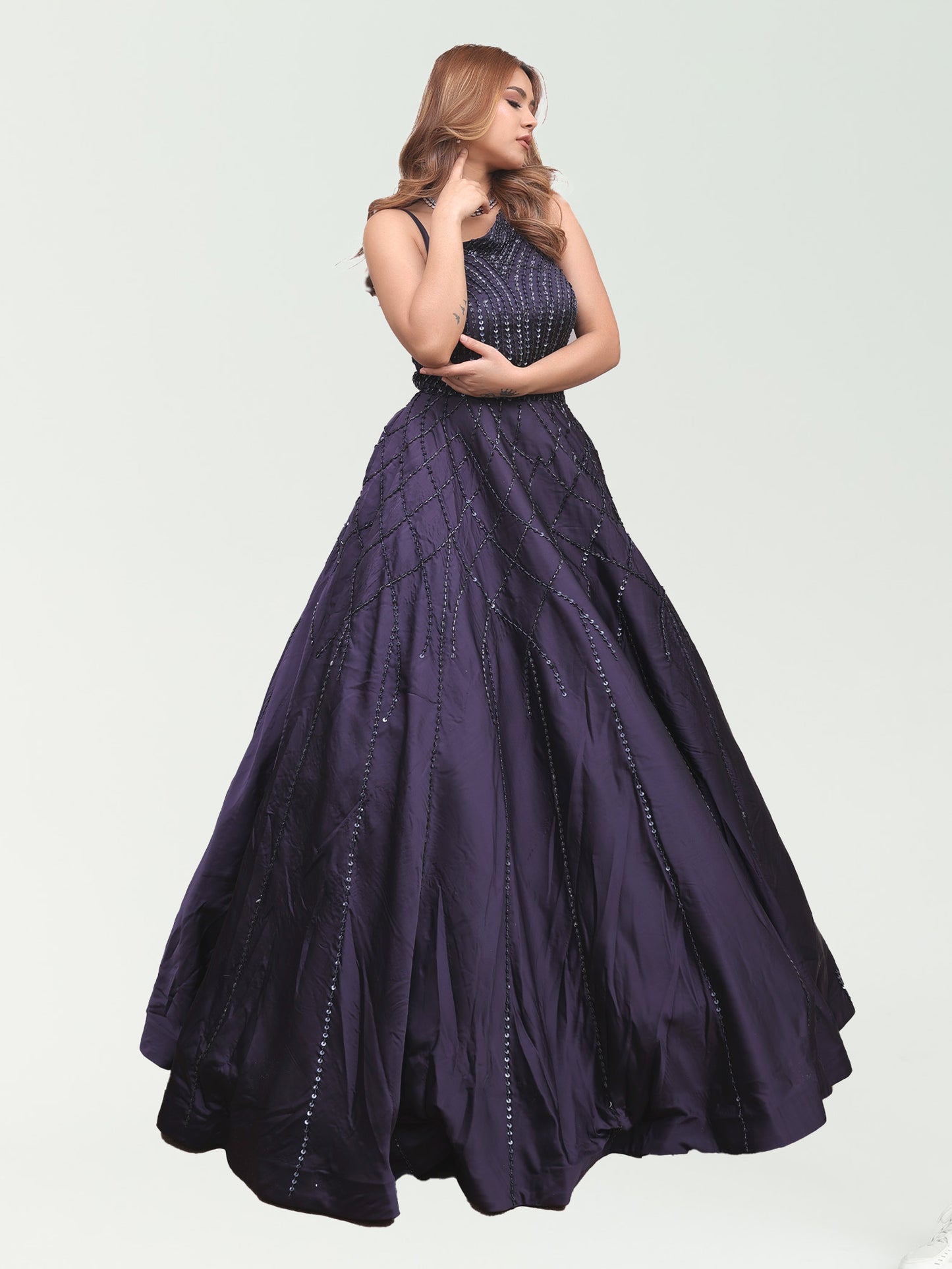 Sahay Navy Blue Purple Gown