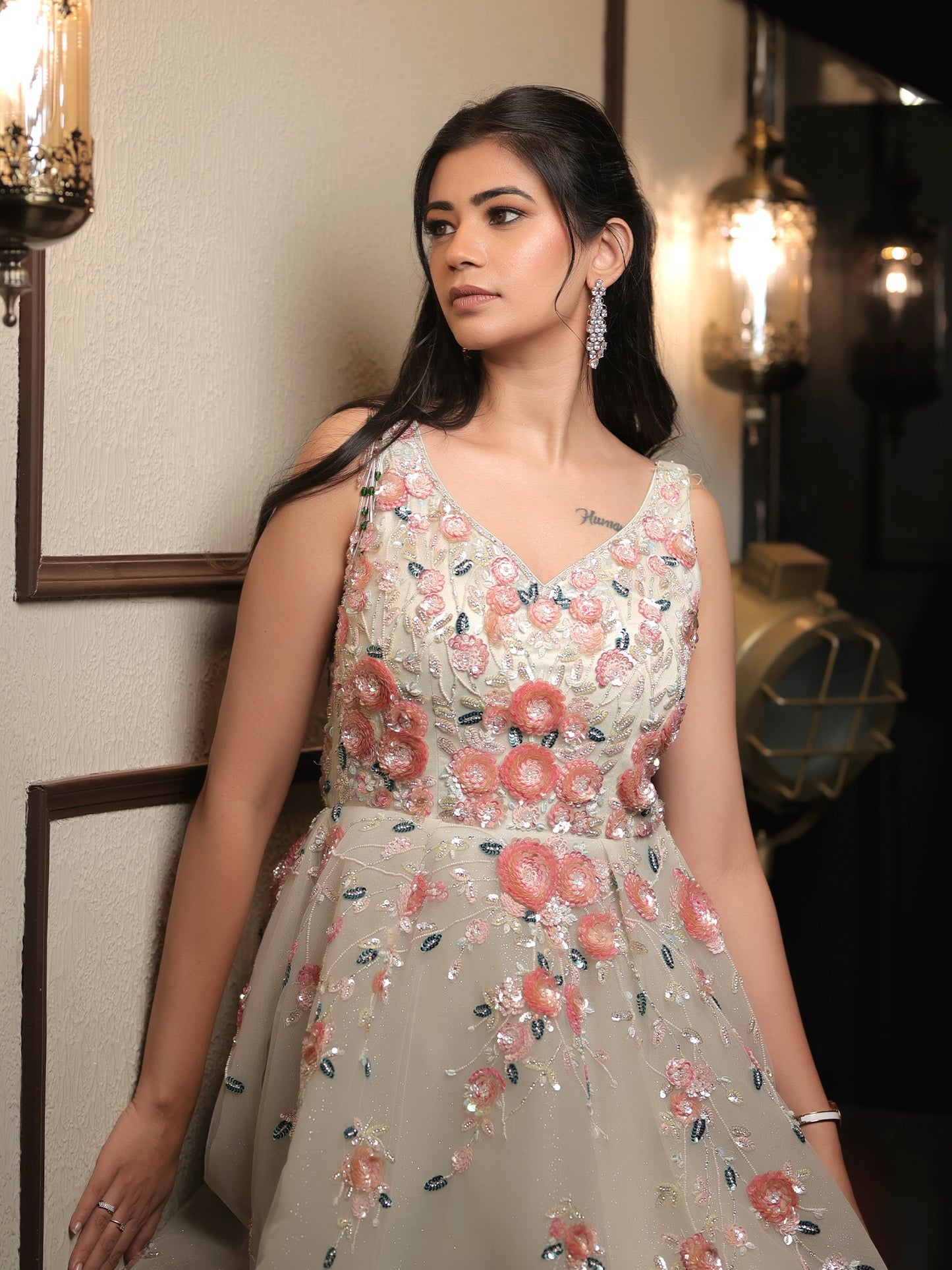 Zoya Lime Indo Western Gown