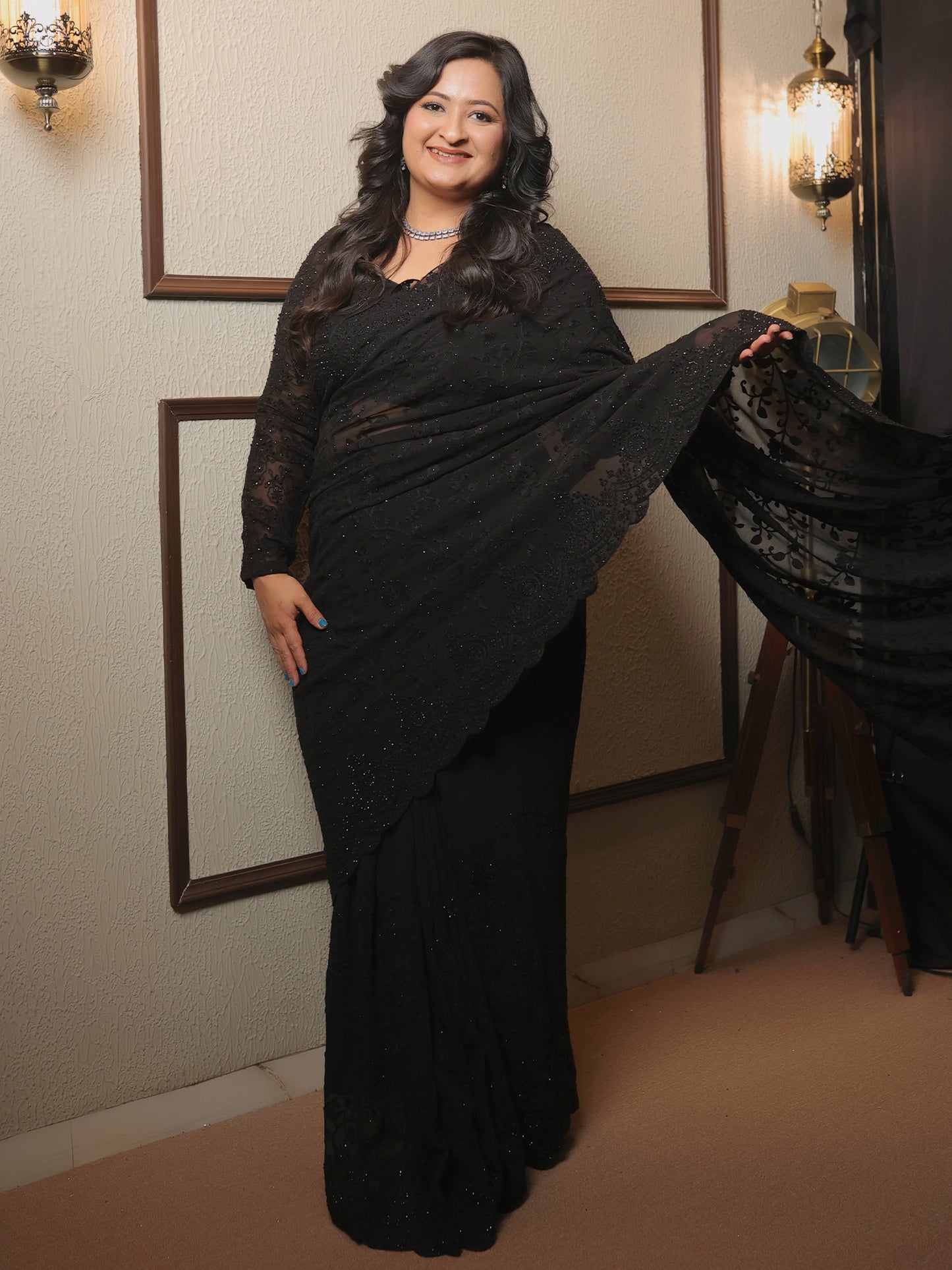 Anika Black Designer Saree