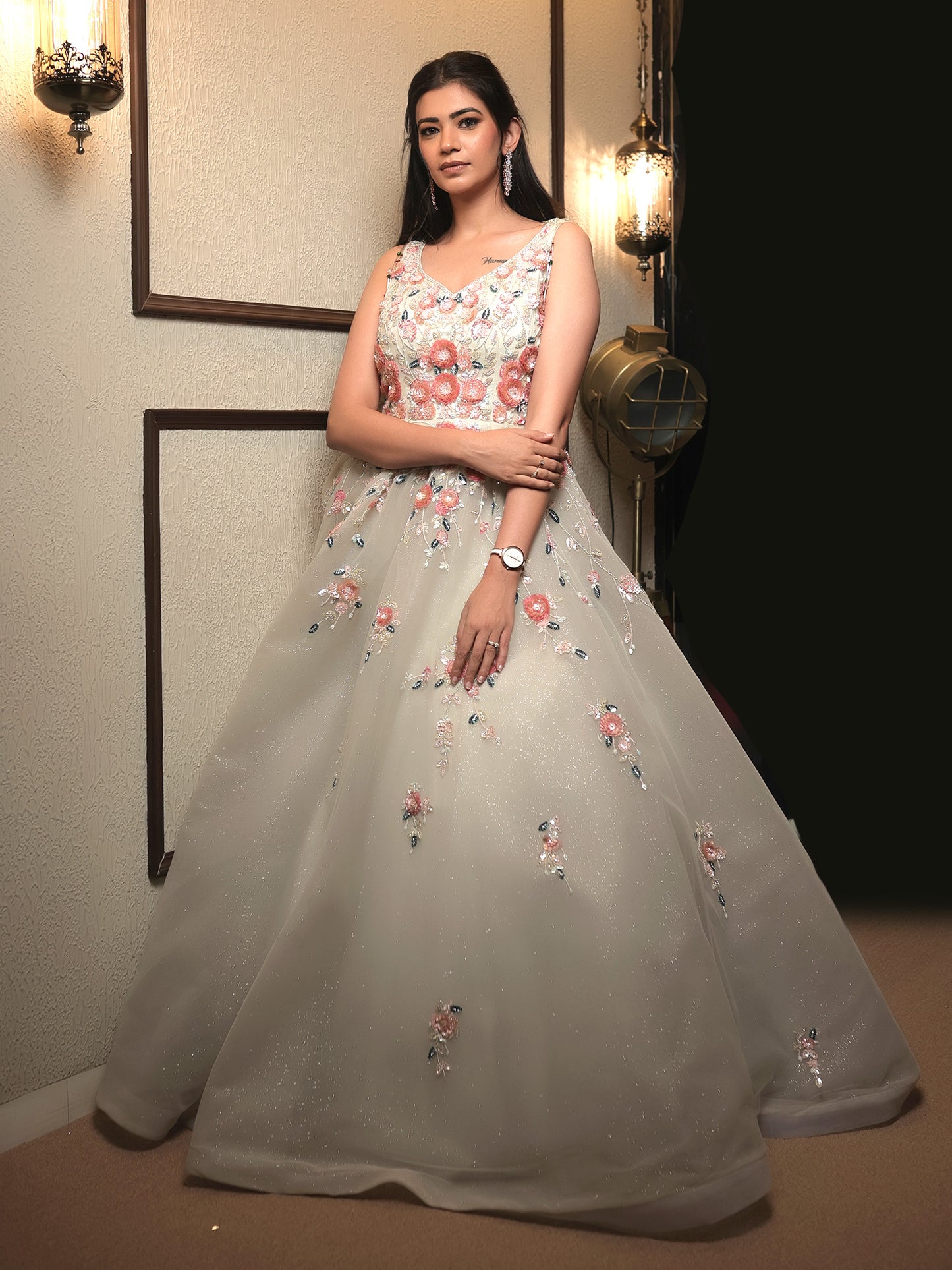 Zoya Lime Indo Western Gown