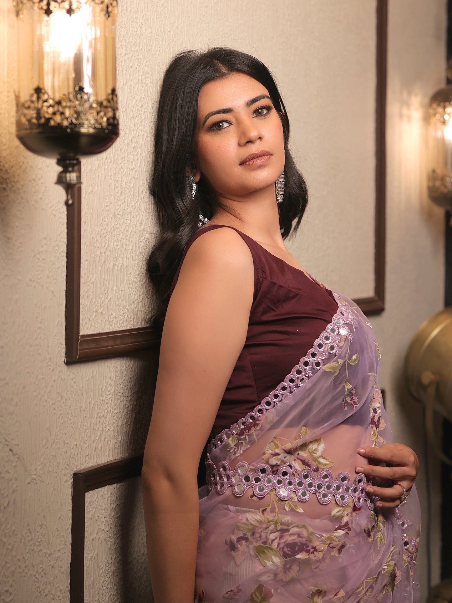 Shanaya Light Pink Floral Saree