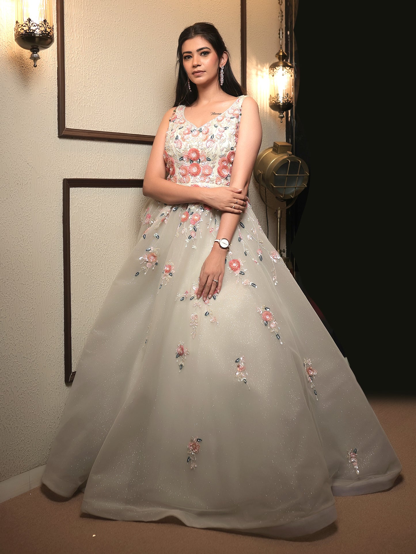 Zoya Lime Indo Western Gown