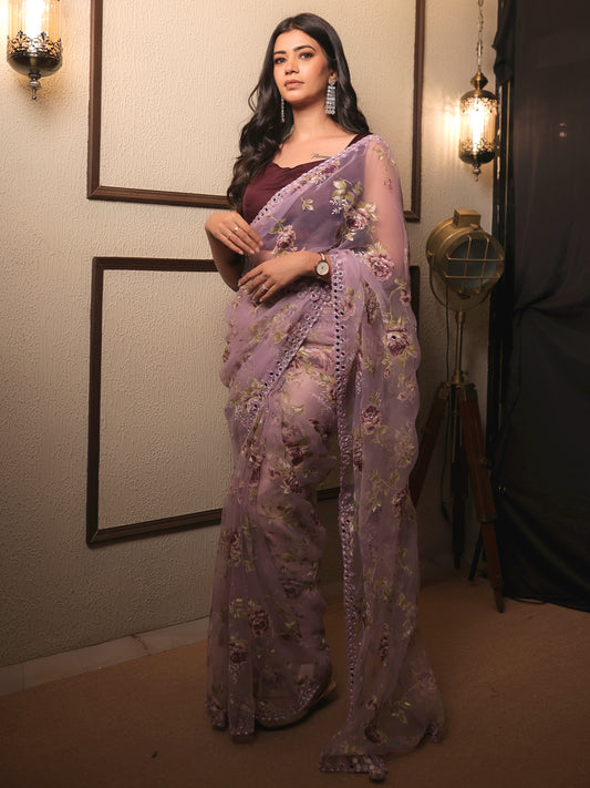 Shanaya Light Pink Floral Saree