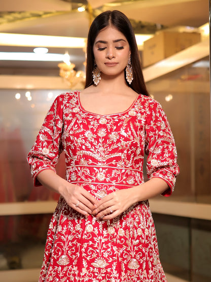 Ezara Red Bridal Achkan